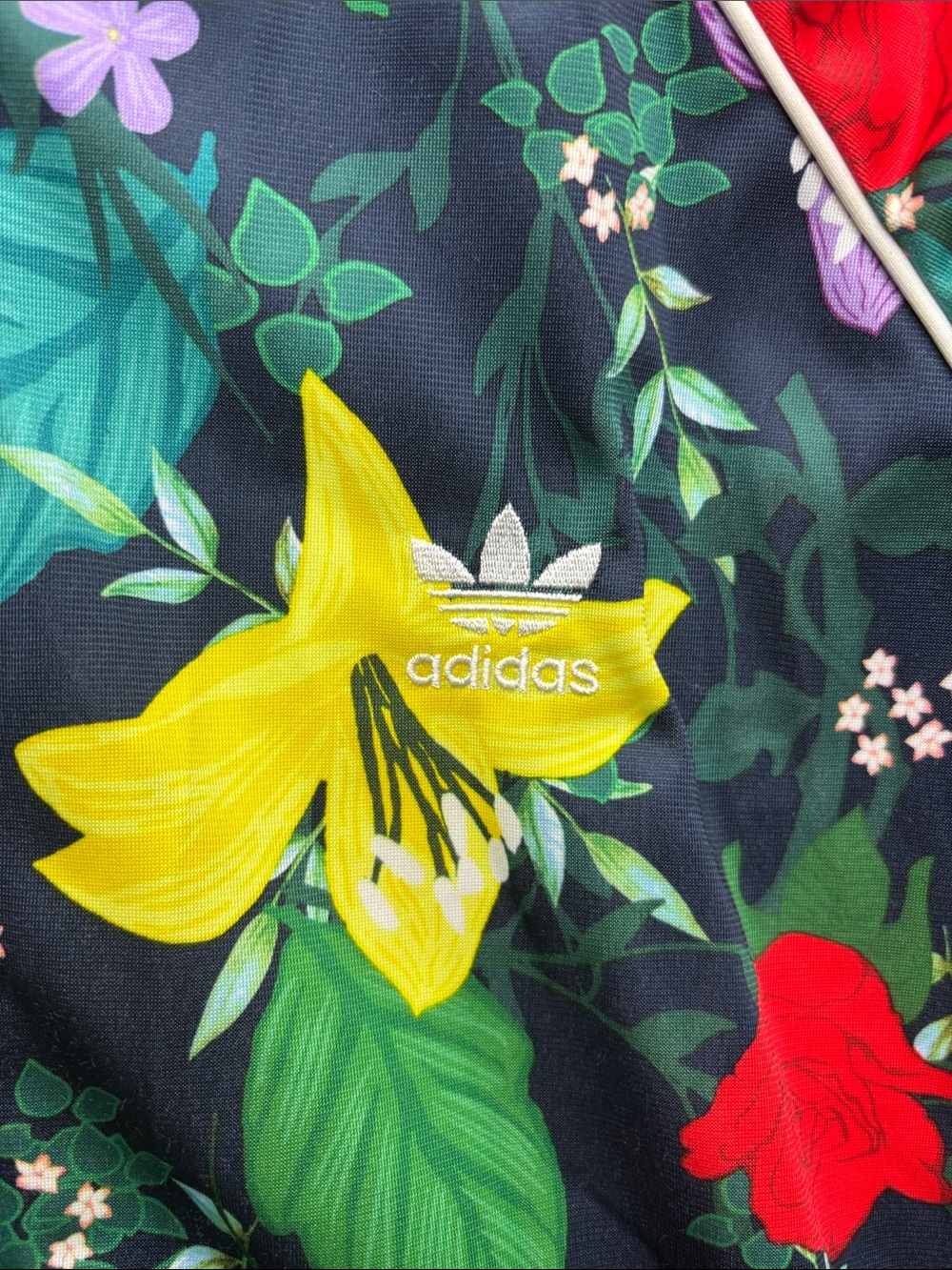 adidas Navy Floral Bomber Jacket - Picture 2 of 7